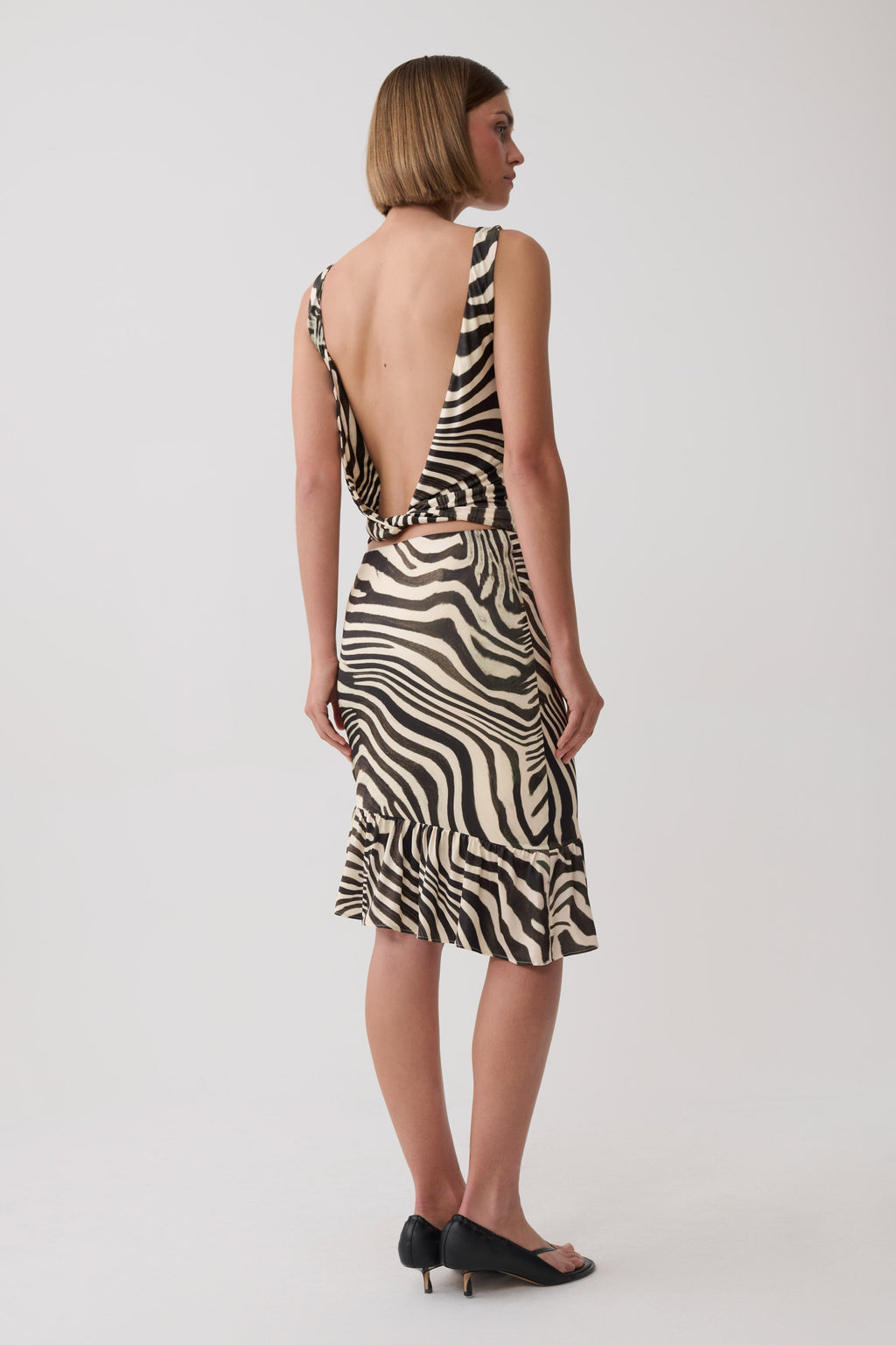 Polina Zebra Printed Midi Skirt - Zebra Print
