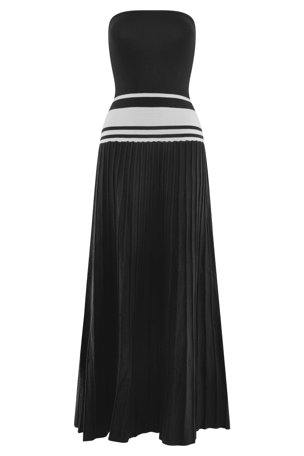 Solaris Strapless Contrast Knit Maxi Dress - Black/White