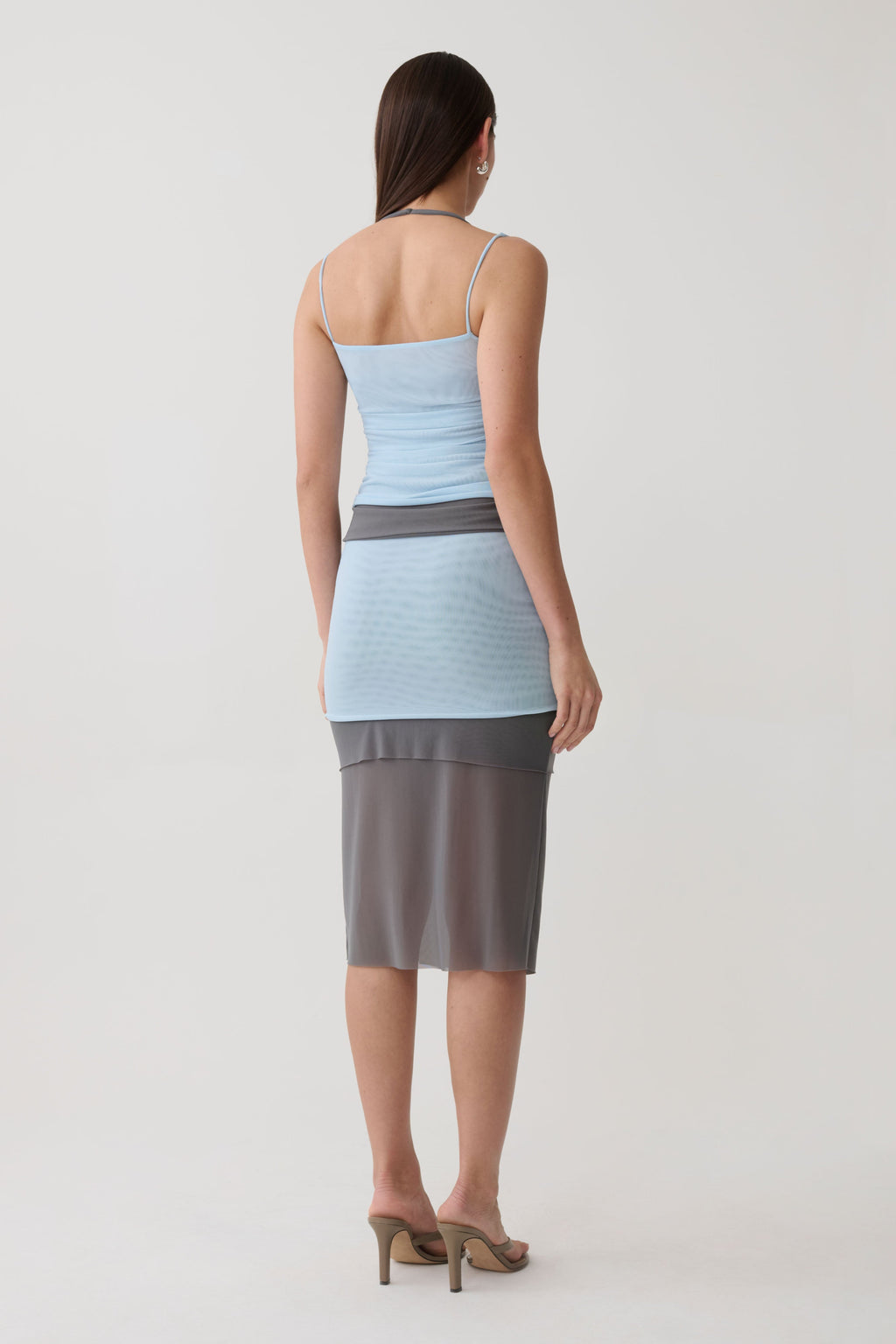 Arielle Mesh Layered Tank Top - Pale Blue/Navy
