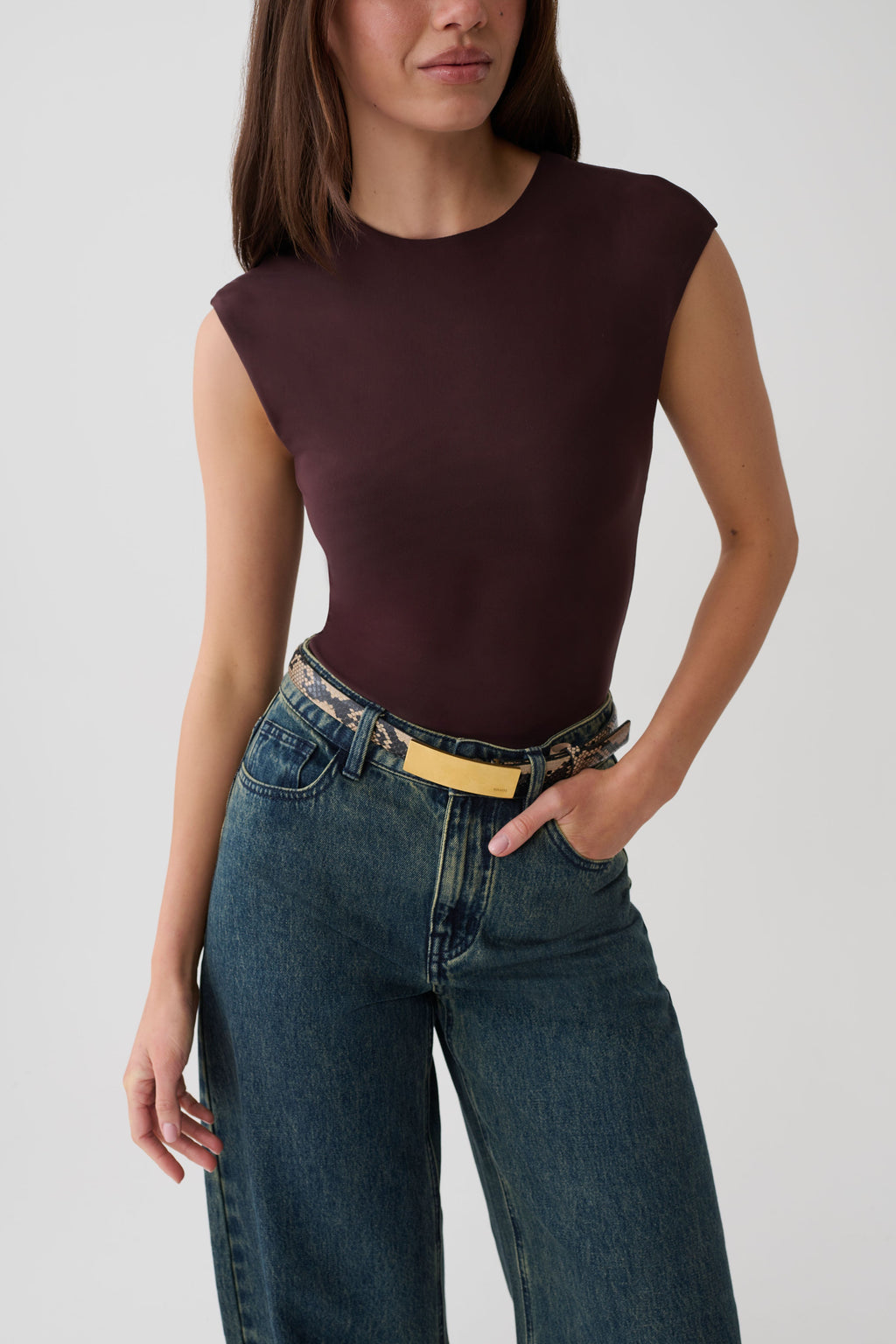 Tayla Sleeveless Bodysuit - Chocolate