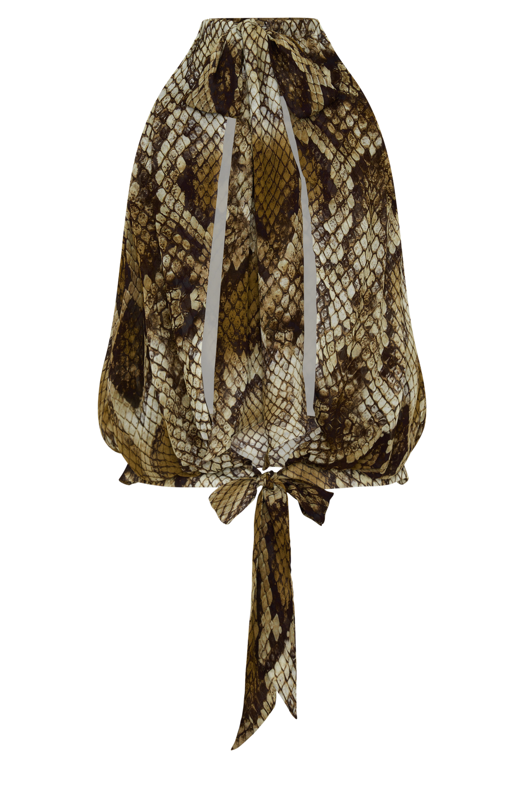 Eliana Tie Back Chiffon Sleeveless Top - Snake Print