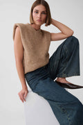Briair Knit Vest With Shoulder Pads - Camel