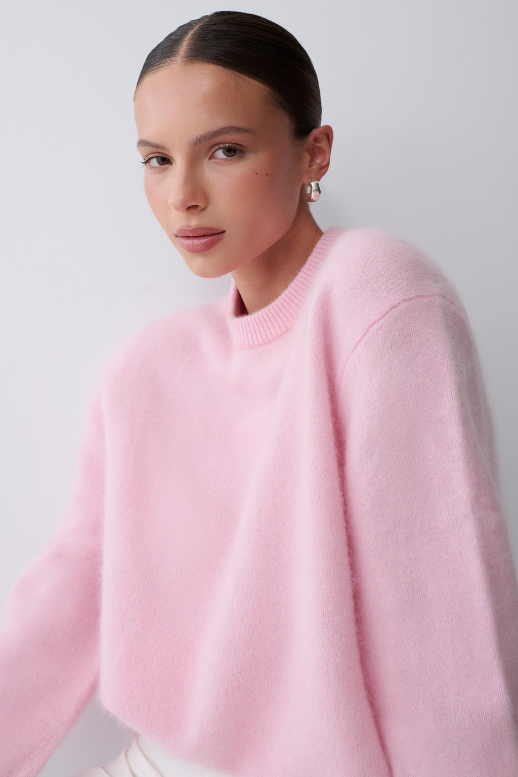 Viviane Fluffy Knit Jumper - Baby Pink