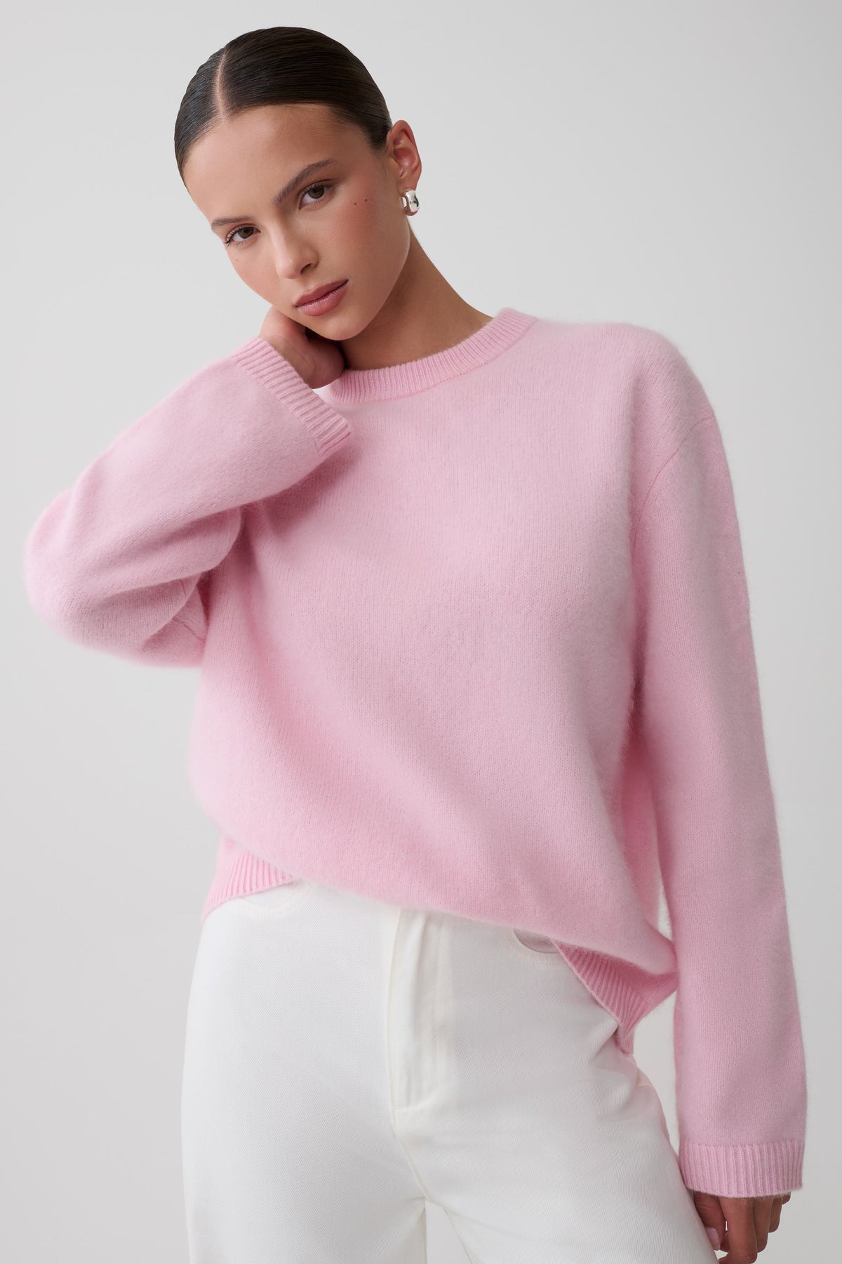 Viviane Fluffy Knit Jumper - Baby Pink
