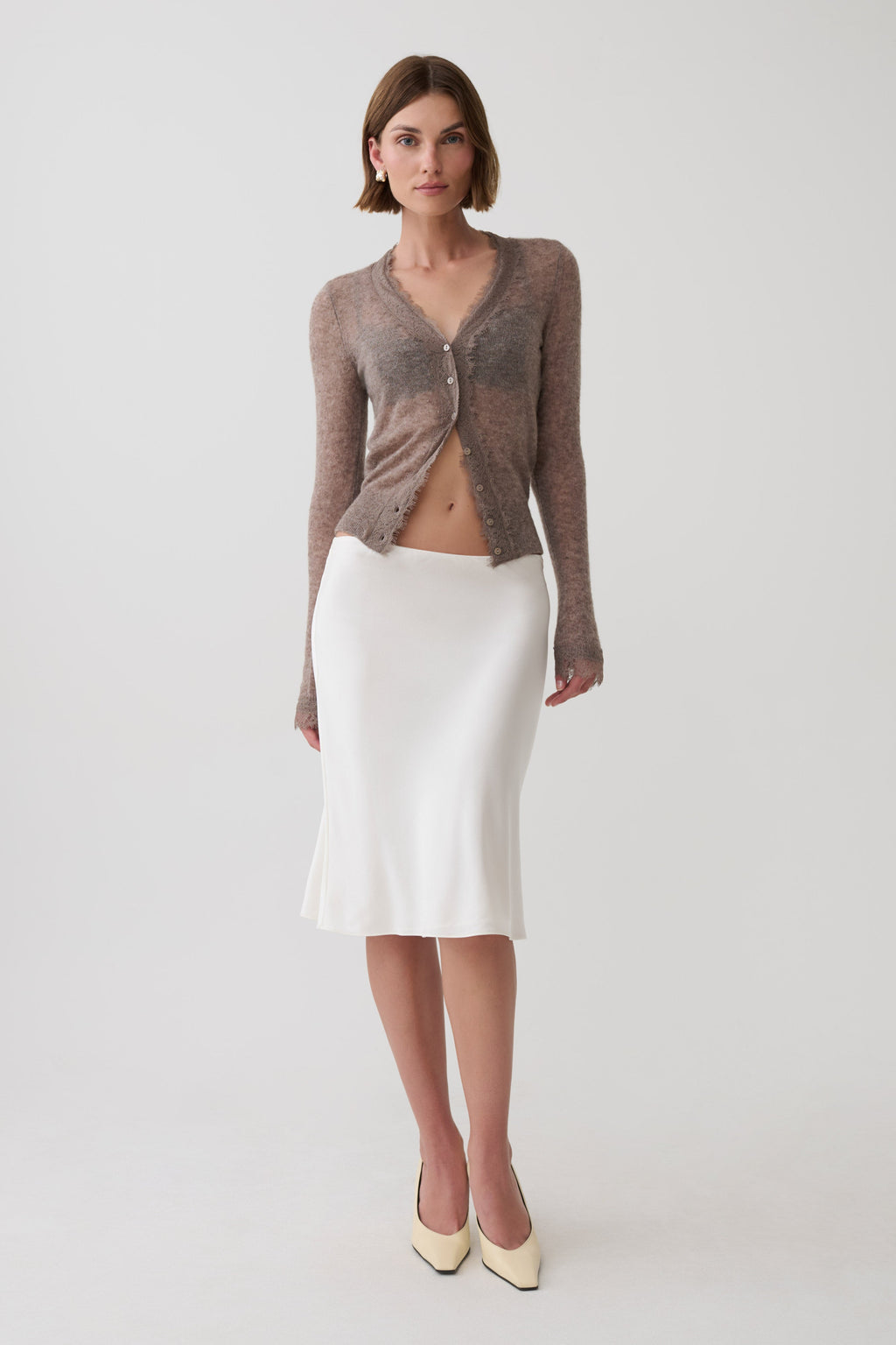 Amrita Lace Knit Cardigan - Oatmeal