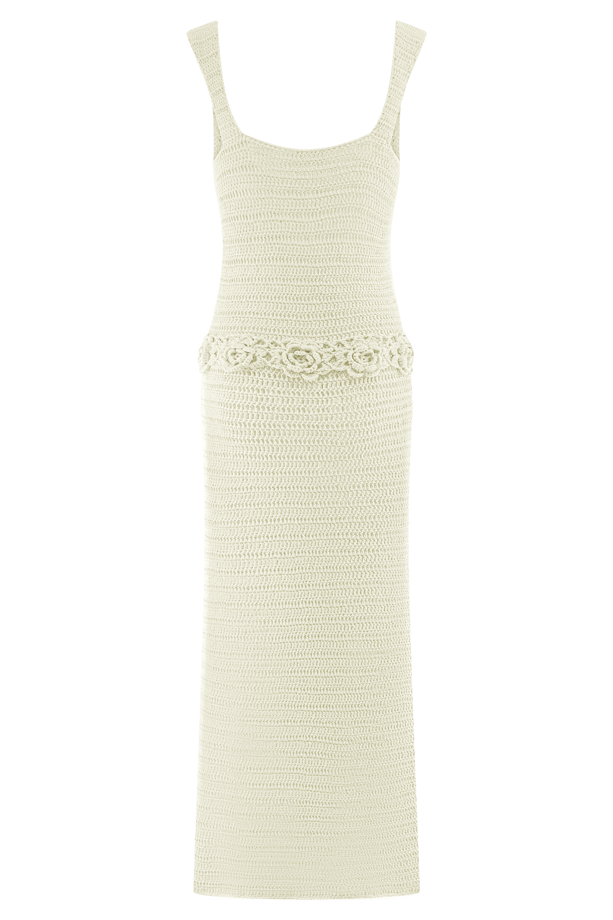 Teagan Floral Hand Crochet Midi Dress - Ivory