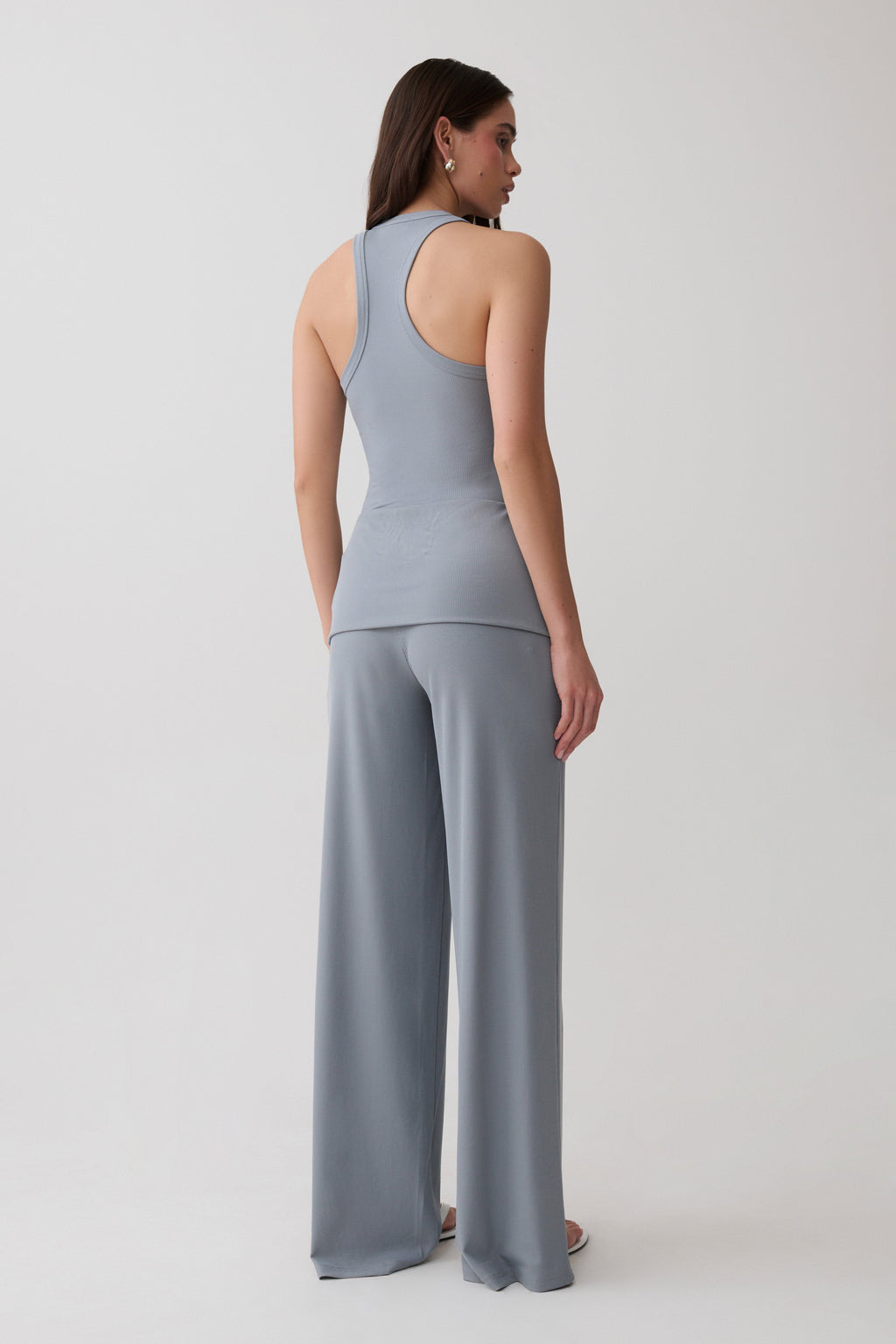 Evadne Elasticated Pants - Steel Blue
