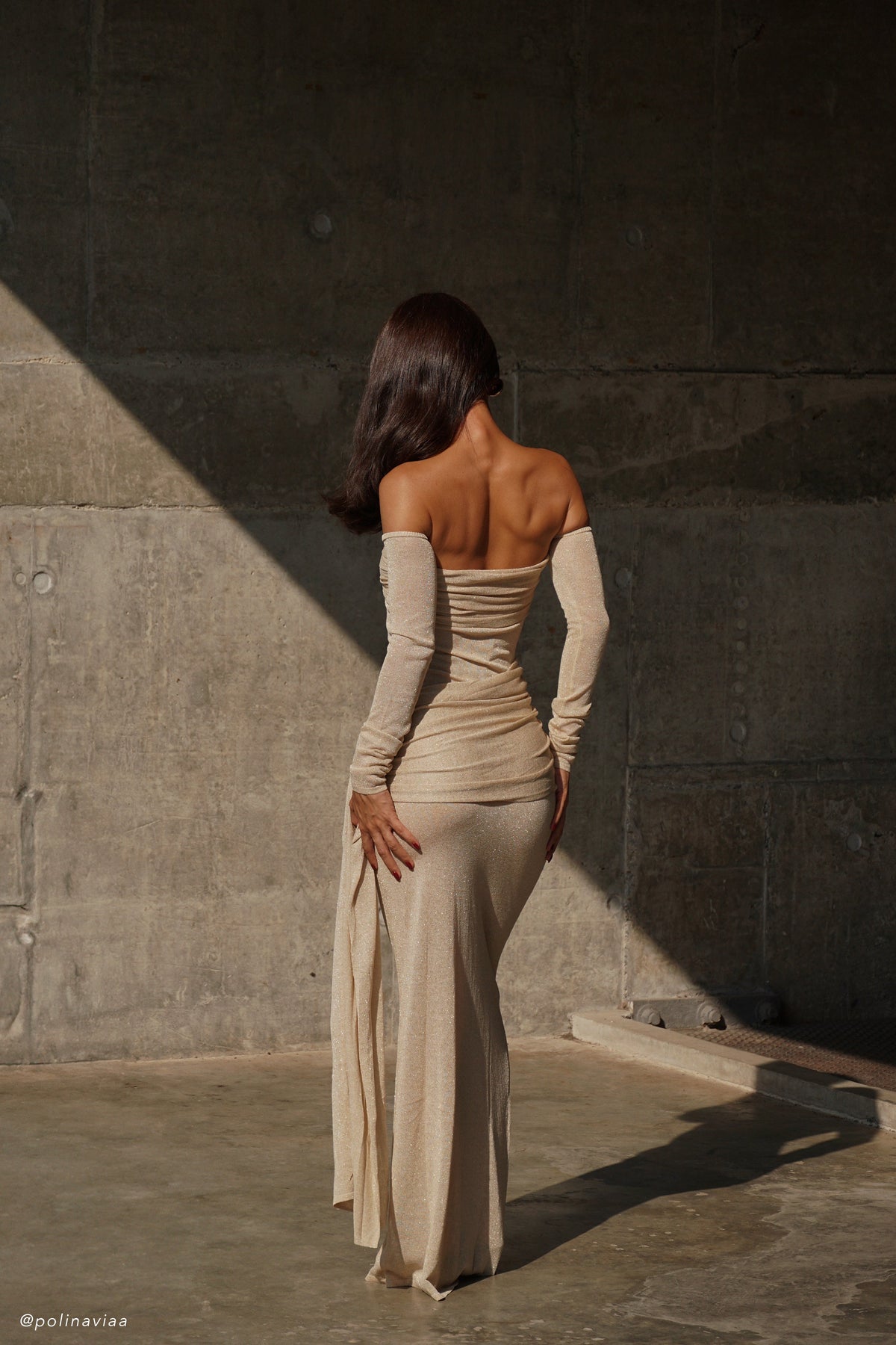 Ingrid Metallic Knit Maxi Dress - Bronze