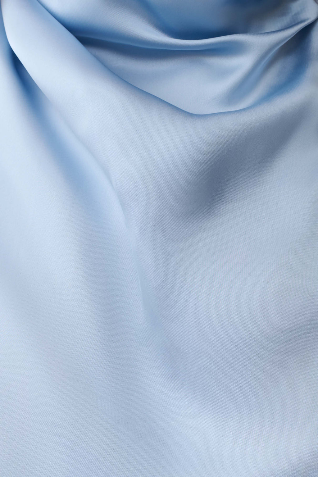 Sydney Asymmetrical Satin Halter Top - Cornflower Blue