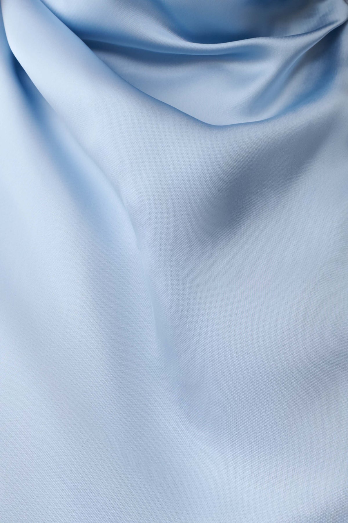 Sydney Asymmetrical Satin Halter Top - Cornflower Blue